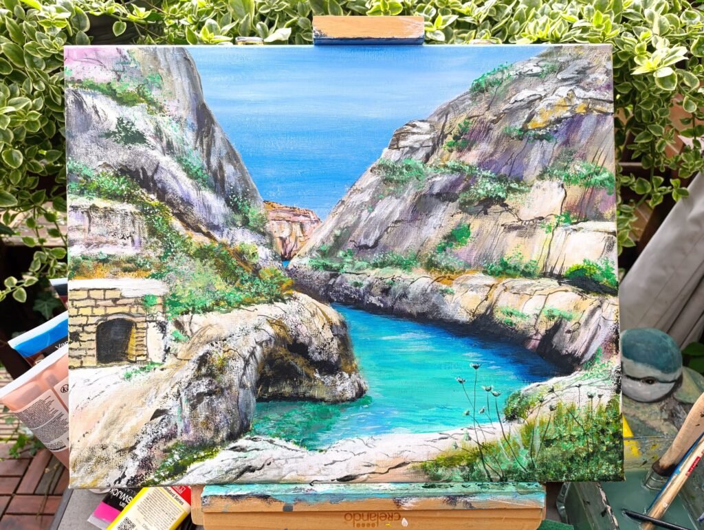 one of my moms latest acrylics painting Ghasri valley