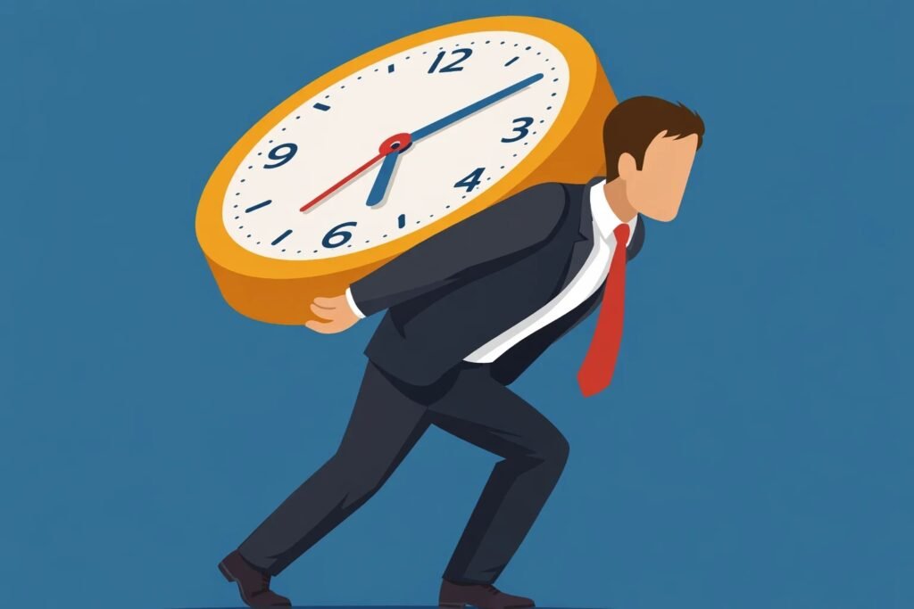 Homme portant une horloge sur son dos